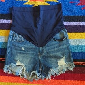 Pinkblush Denim Maternity Distressed Shorts